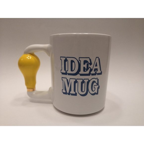 USA Made "Idea Mug" Coffee Mug White W/ Light Bulb Handle - Raven Industries - Picture 1 of 8